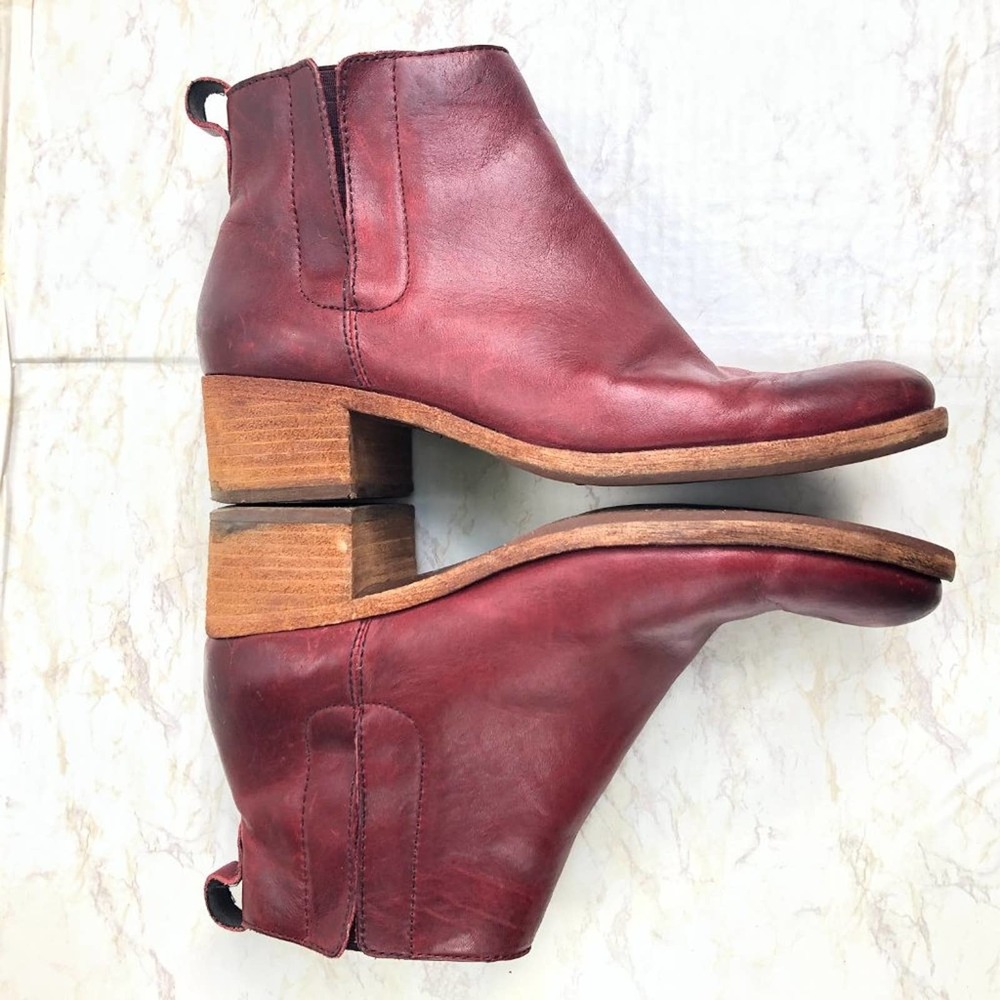 Korkease Mindo Burgundy Leather Heeled Chelsea Ankle Boot 9M - Picture 4 of 13